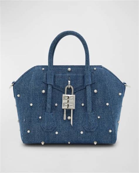 givenchy antigona mini vs|mini antigona lock denim tote bag.